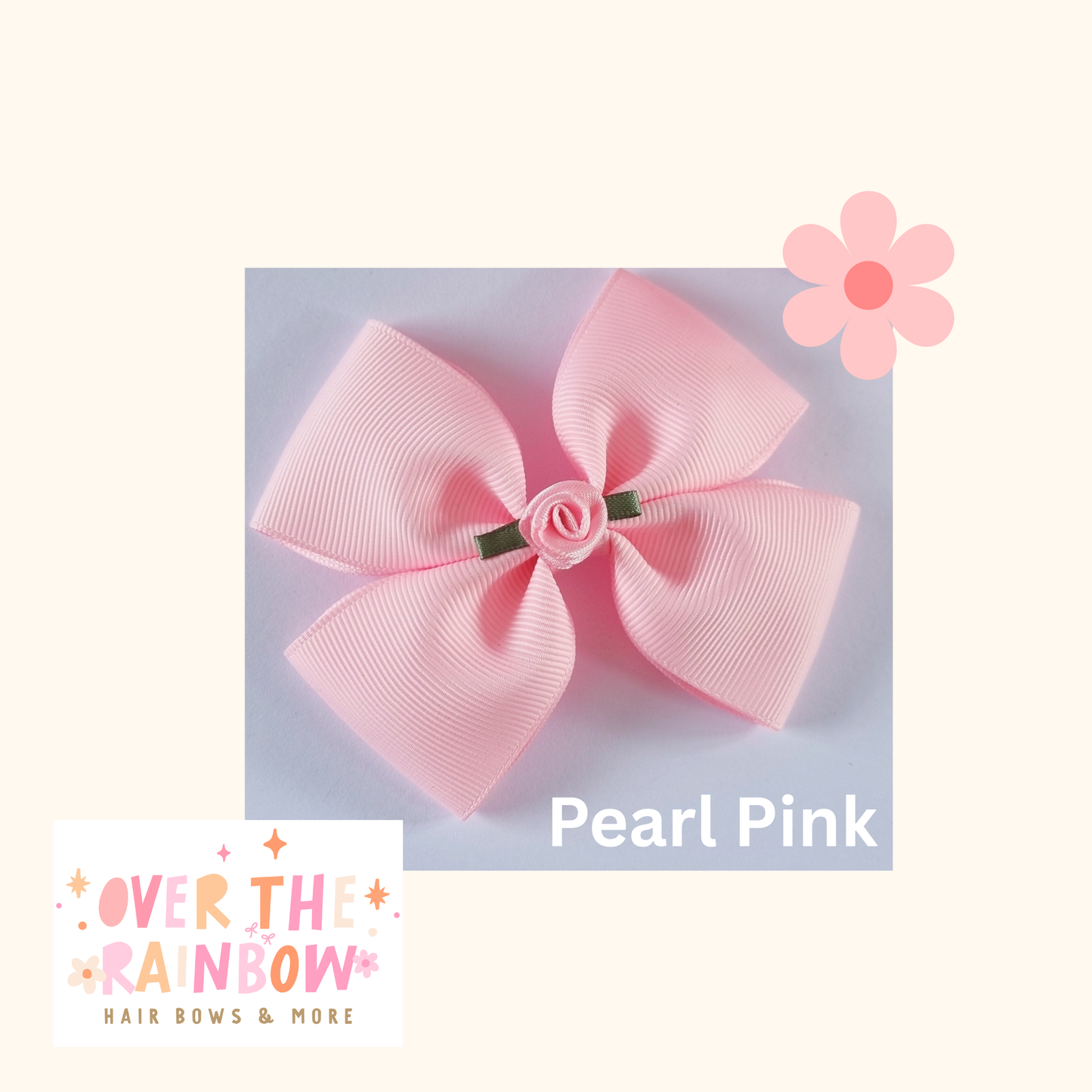 Pearl Pink Rose Bow Medium