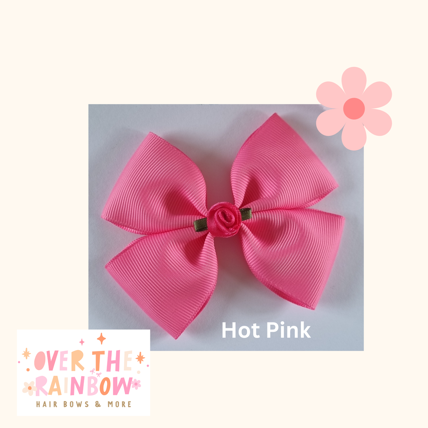 Hot Pink Rose Bow Medium