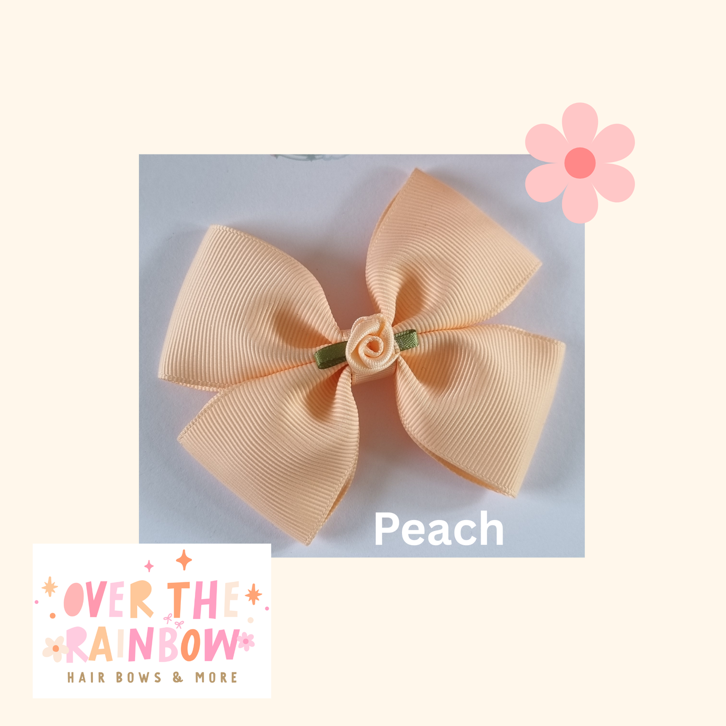Petal Peach Rose Bow Medium