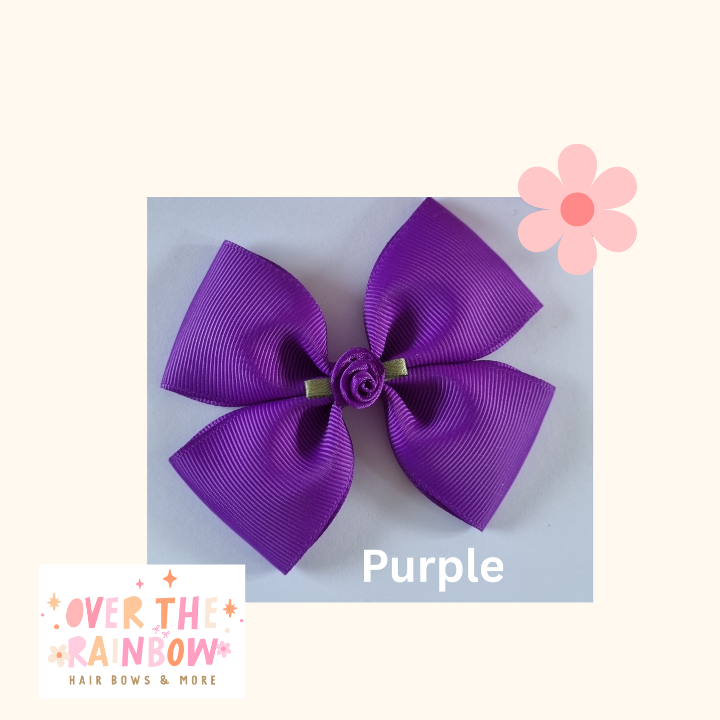 Purple Rose Bow Medium