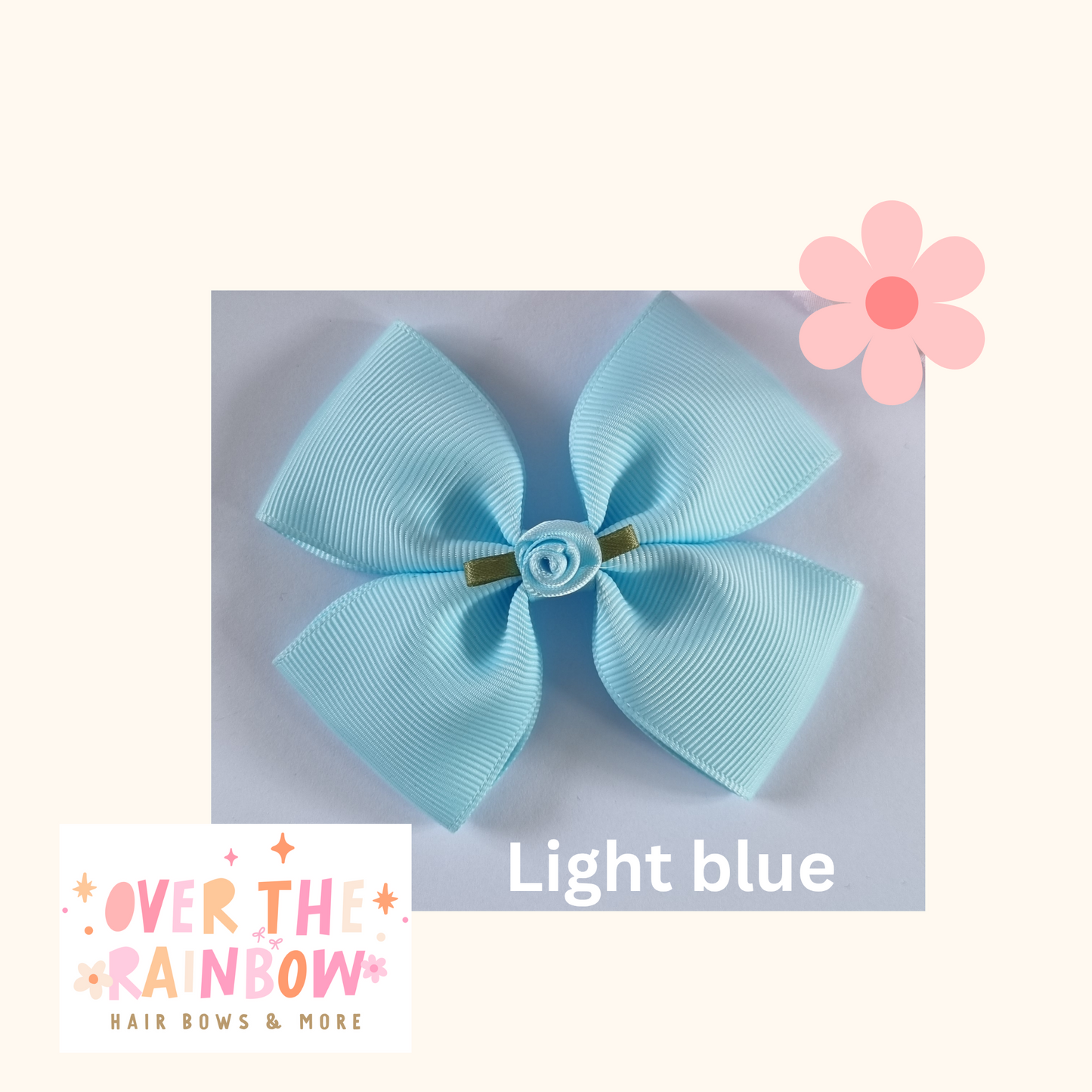 Light Blue Rose Bow Medium