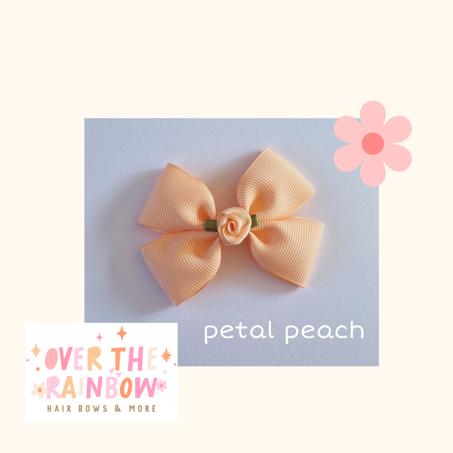 Petal Peach Rose Bow Small