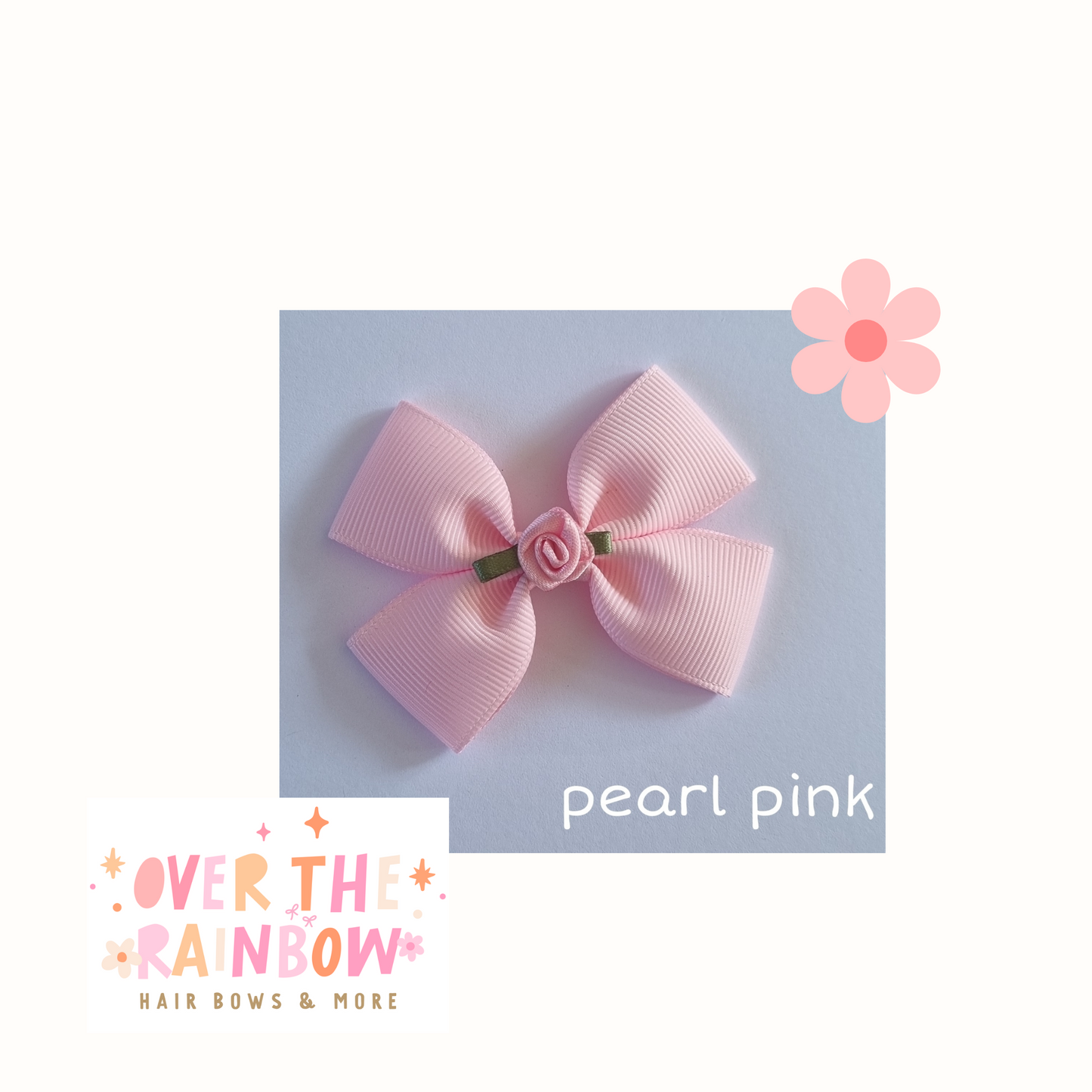 Pearl Pink Rose Bow Small