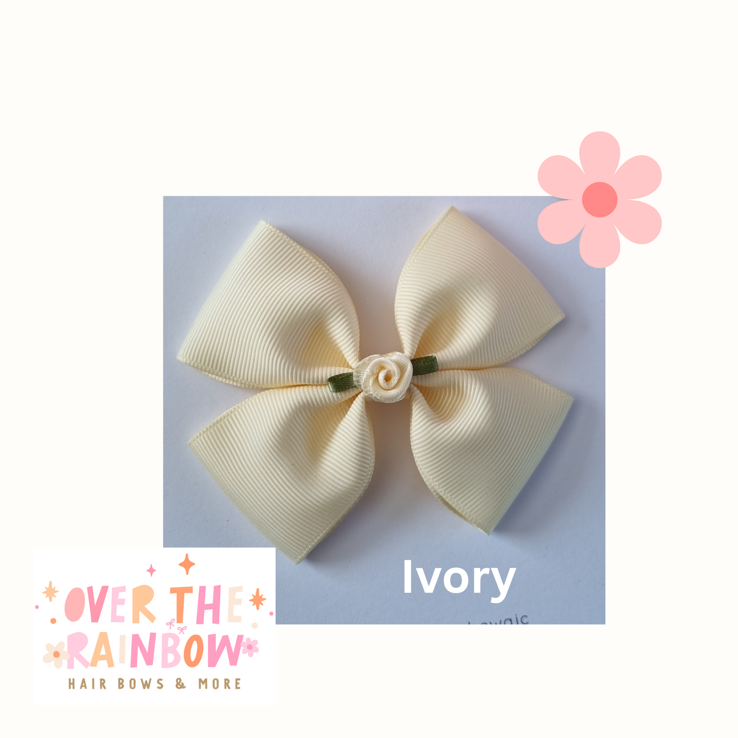 Ivory Rose Bow Medium