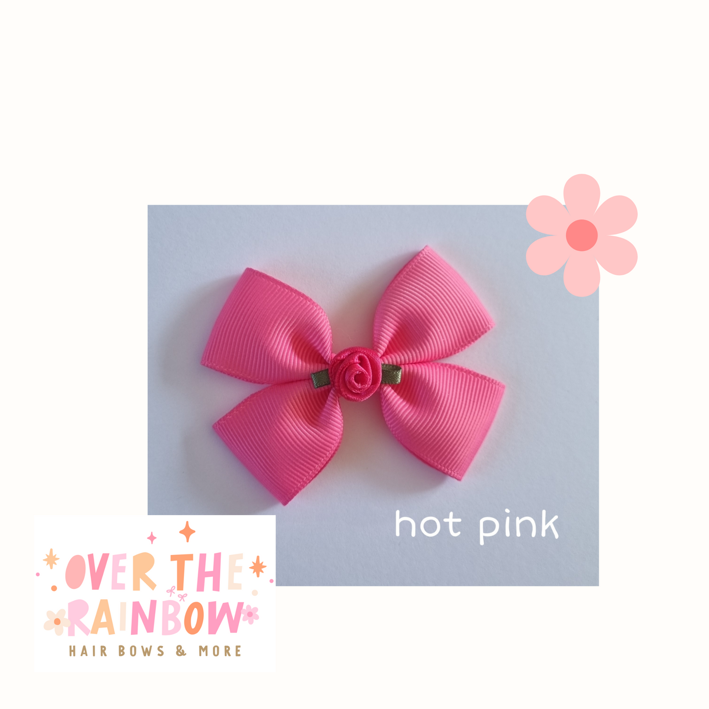 Hot Pink Rose Bow Small