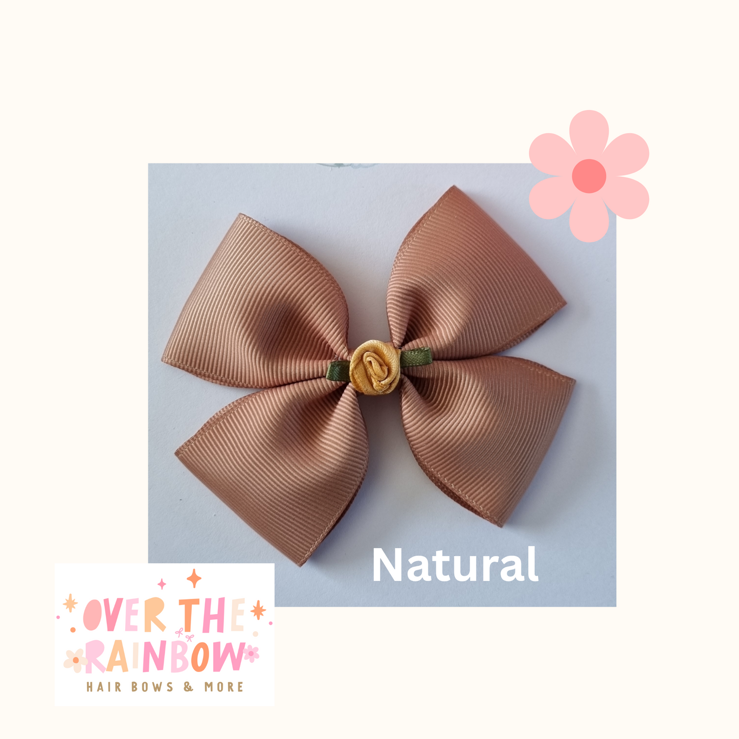 Natural Rose Bow Medium