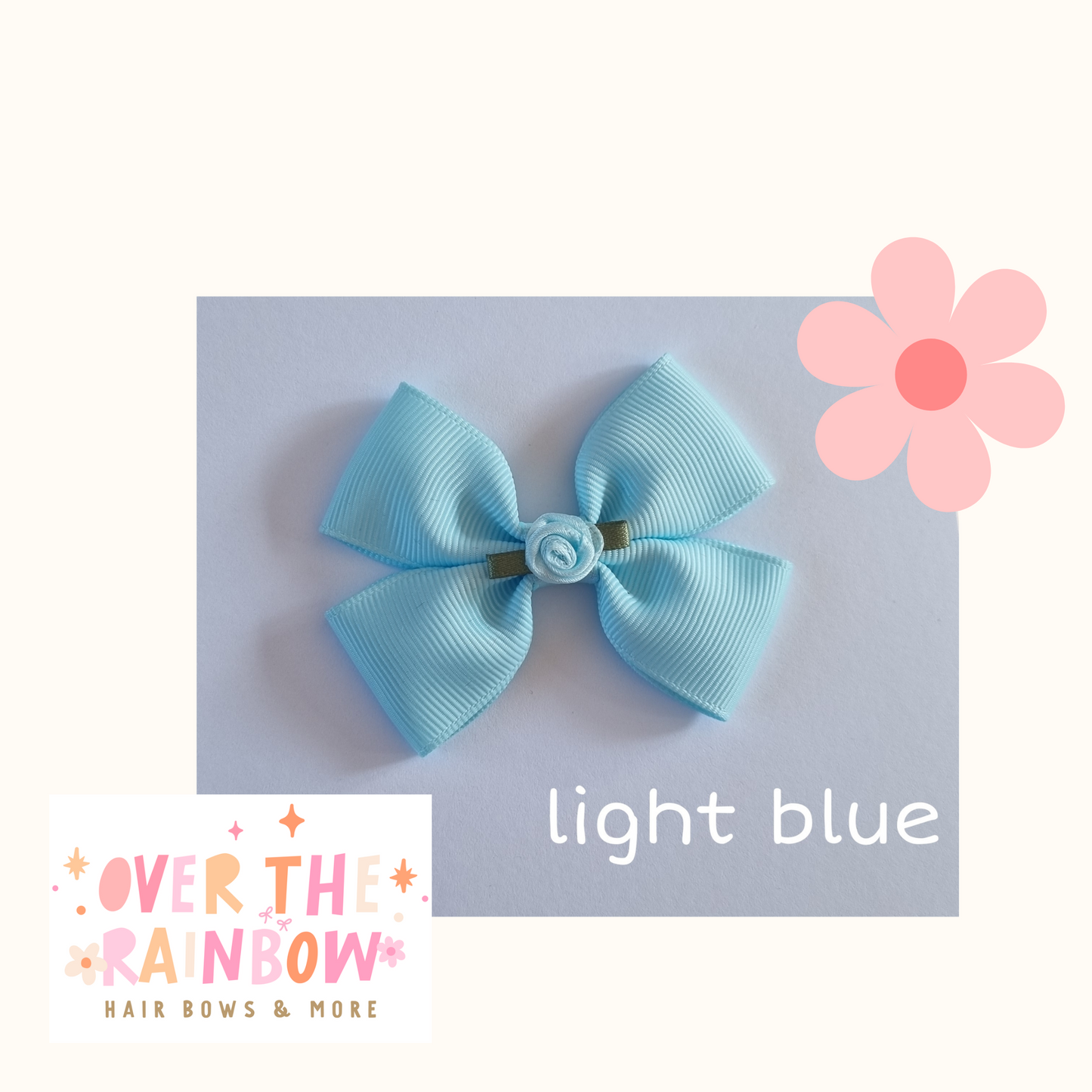 Light Blue Rose Bow Small