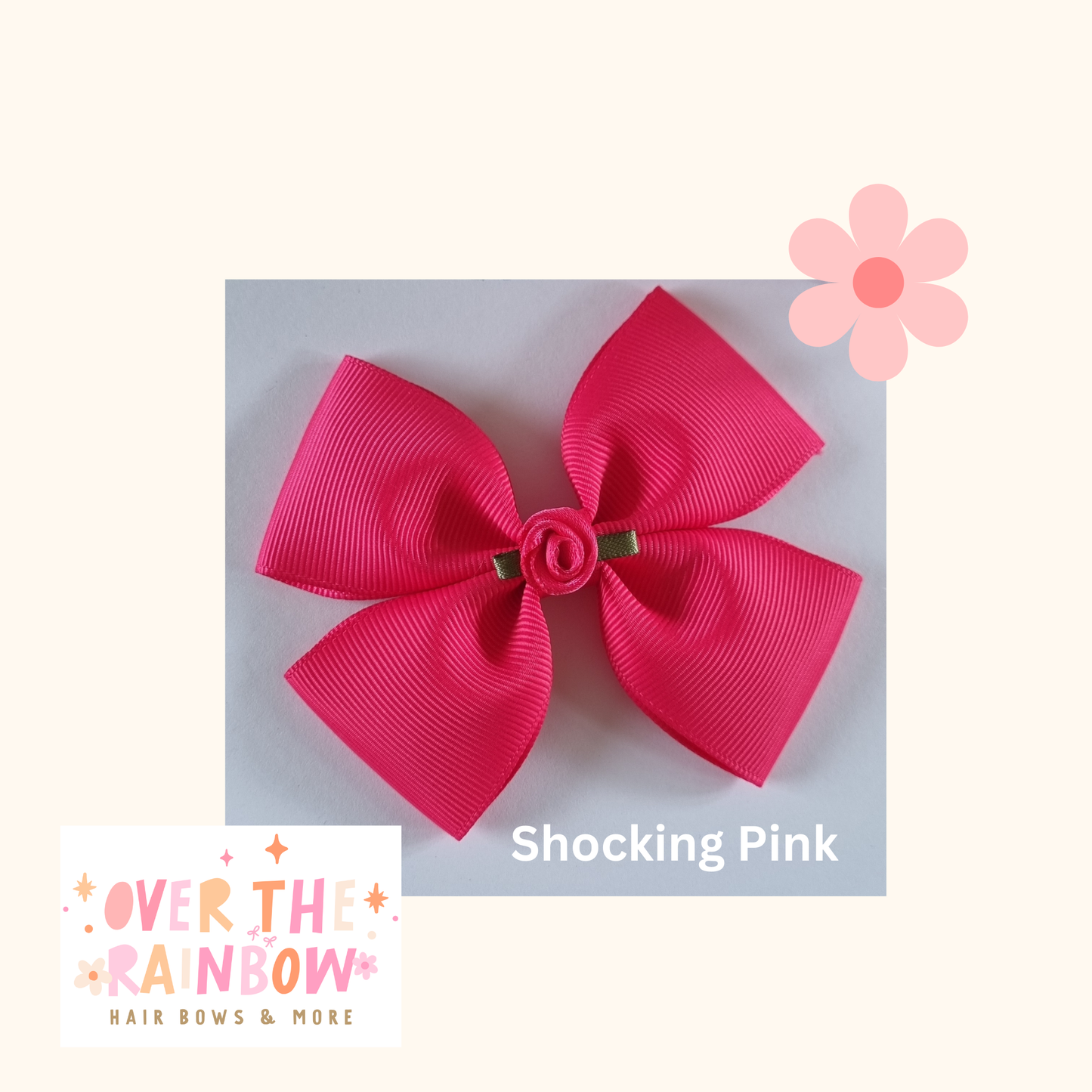 Shocking Pink Rose Bow Medium