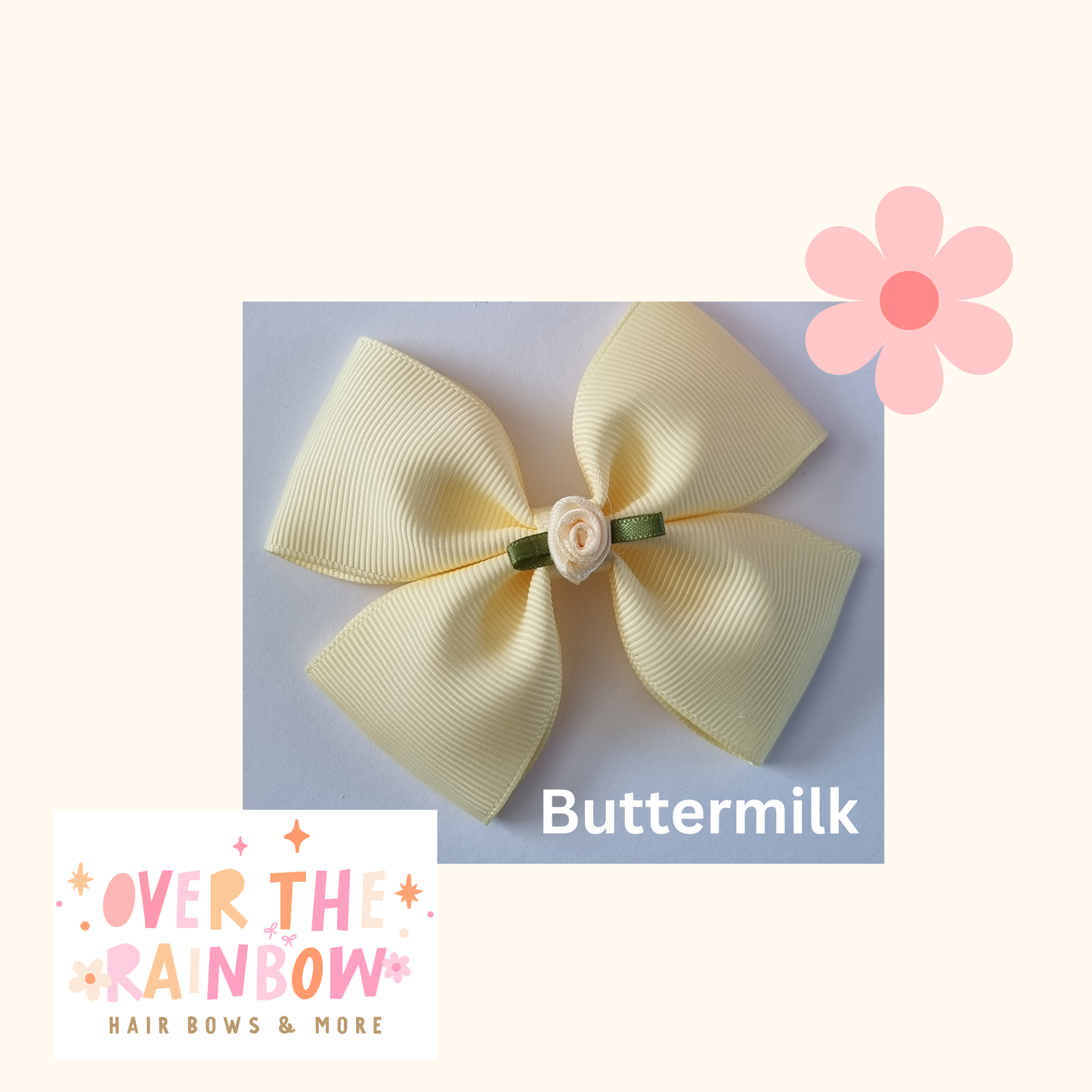 Buttermilk Rose Bow Medium