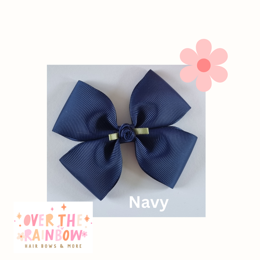 Navy Rose Bow Medium