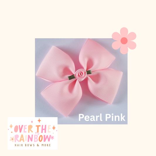 Pearl Pink Rose Bow Medium