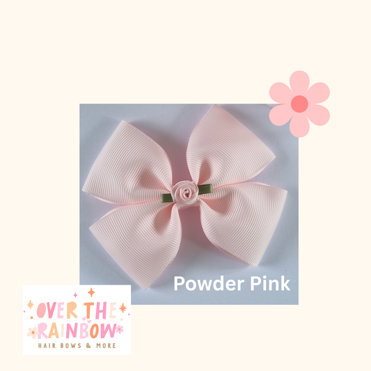 Powder Pink Rose Bow Medium