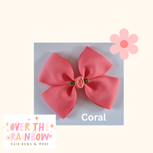 Coral Rose Bow Medium