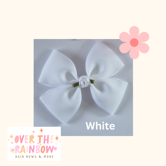 White Rose Bow Medium