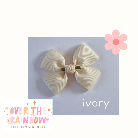 Ivory Rose Bow Small