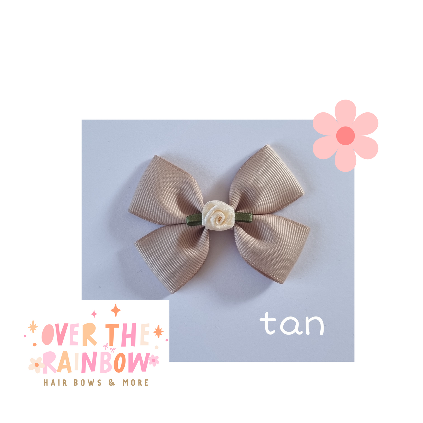Tan Rose Bow Small