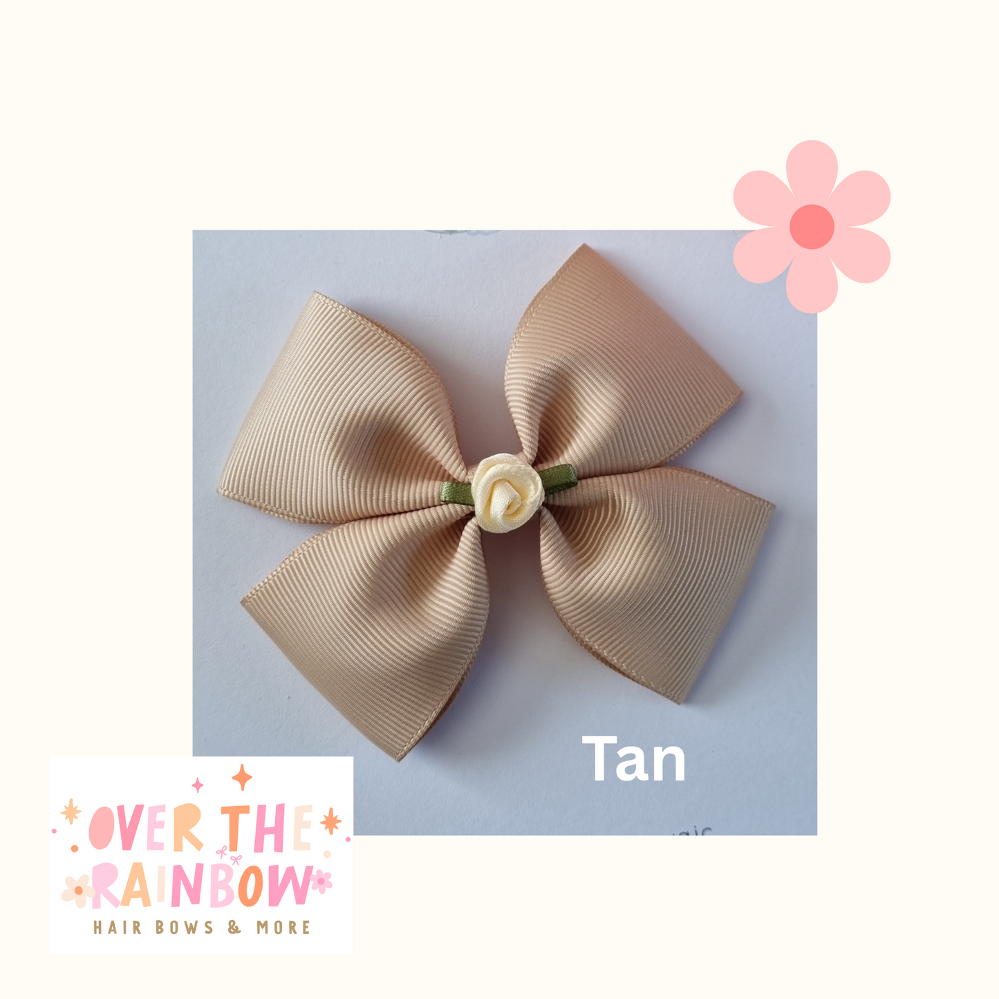Tan Rose Bow Medium