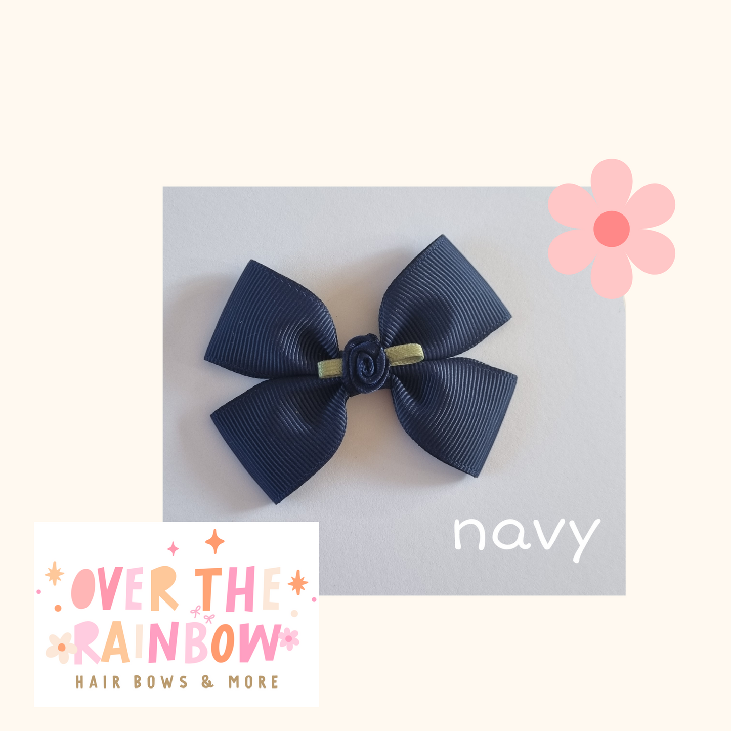 Navy Rose Bow Small