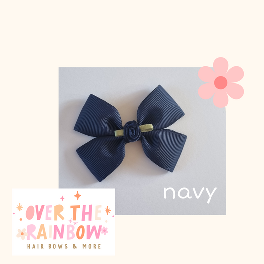 Navy Rose Bow Small
