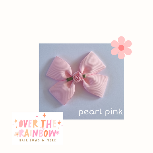 Pearl Pink Rose Bow Small