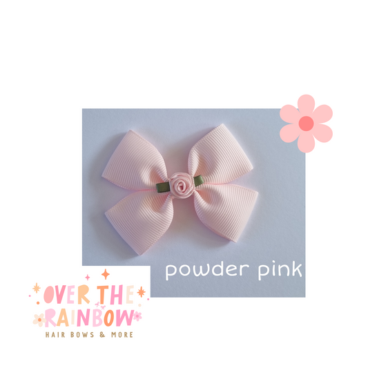 Powder Pink Rose Bow Small