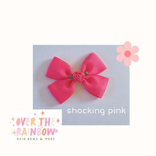 Shocking Pink Rose Bow Small