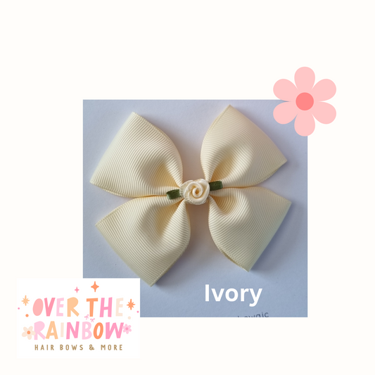 Ivory Rose Bow Medium