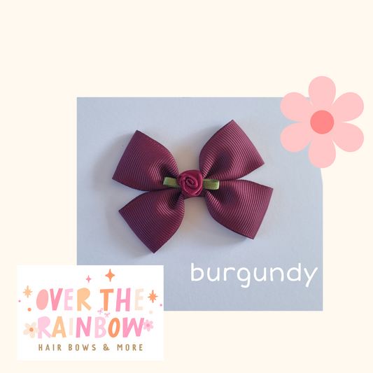 Burgundy Rose Bow Small
