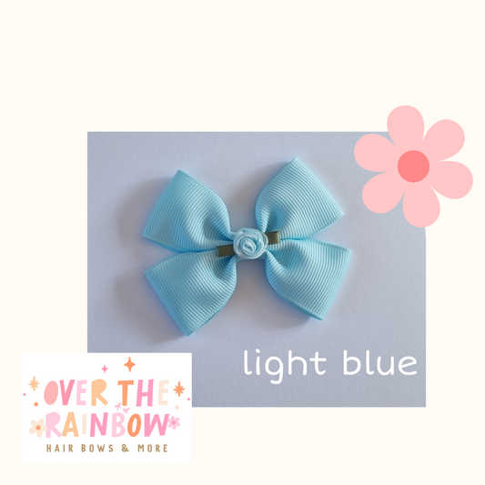 Light Blue Rose Bow Small