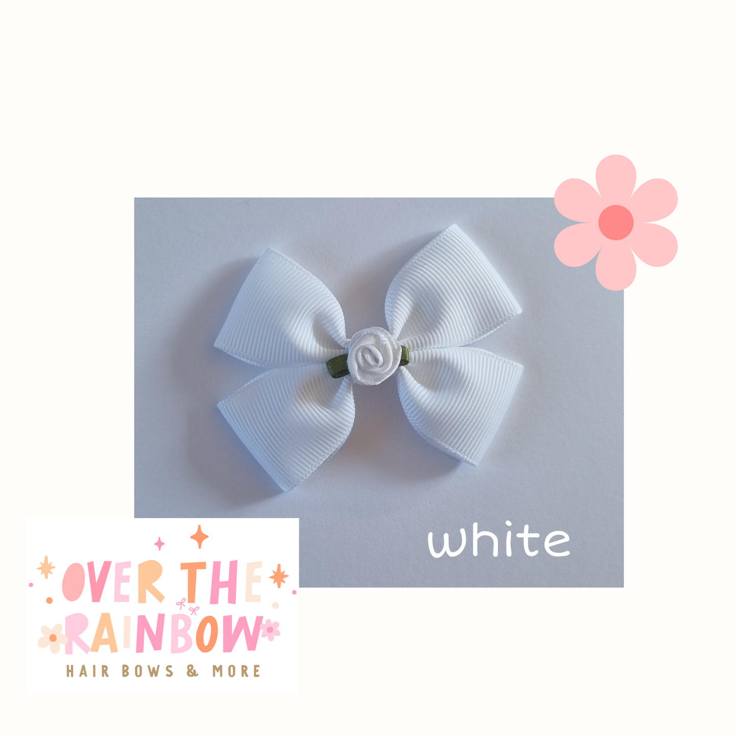 White Rose Bow Small