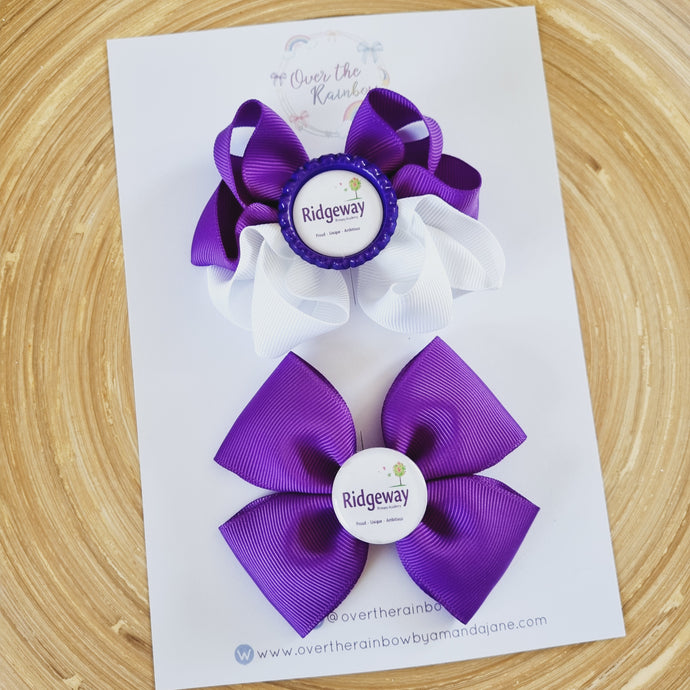 School Logo set of 2 Bows (12 Colours)