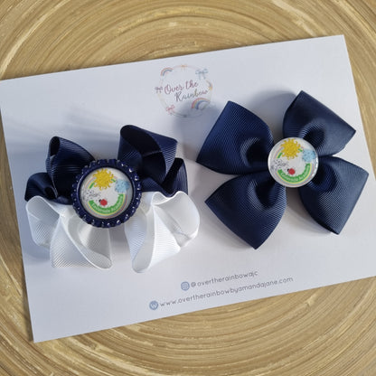 School Logo set of 2 Bows (12 Colours)