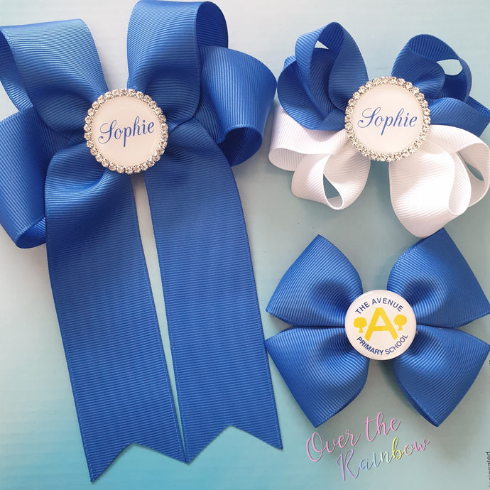 School Set of 3 Bows (12 Colours)
